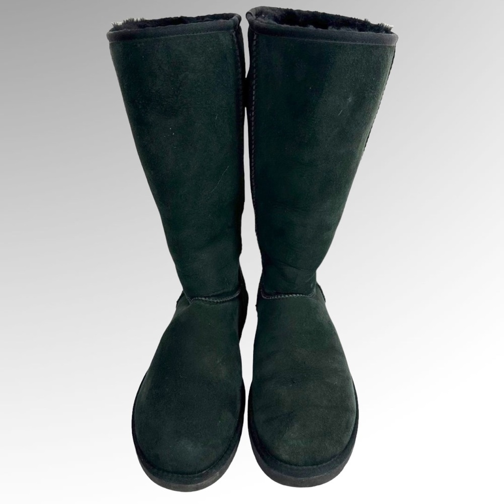 UGG Tall Black Suede Shearling-Lined Boots